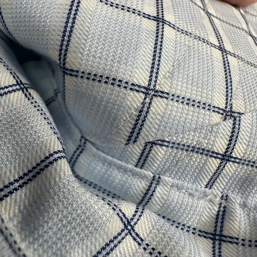 Banana Republic Mens Blue Check Cotton Button Shirt Small 14-14.5 80s Hong Kong